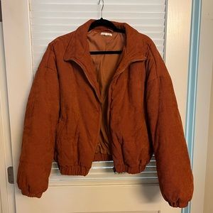 BaeVely Rust Corduroy Puffer Jacket